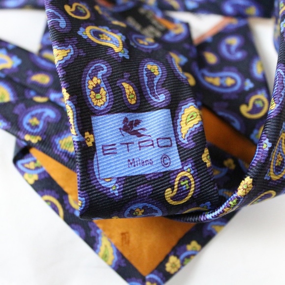 ETRO MILANO MEN'S TIE NEW 100% SILK MADE IN ITALY - Picture 8 of 8